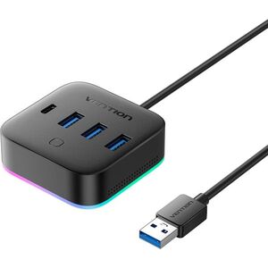 Vention USB 3.0 USB 3.2 Gen 1 Type-C/USB 3.0*3/USB-C-re, Desk Hub 1M Black kép