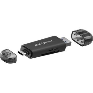 AlzaPower 2in1 Multi-function USB-C 3.2 Gen 1 Memory Card Reader fekete kép