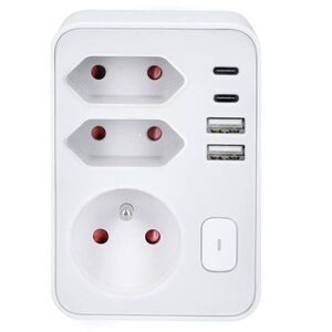 Solight elosztó, 1×16 A + 2×2, 5 A, 2×USB A+C 20 W PD gyorstöltő kép