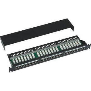 Datacom 24x RJ45, közvetlen, CAT5E STP, fekete, 1U kép