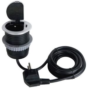 SOLIGHT Süllyesztett aljzat, 1 aljzat + USB-C, 20 W PD, 2 m, ezüst kép