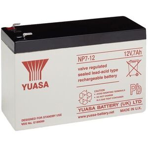 YUASA 12V 7Ah Karbantartásmentes ólomakkumulátor NP7-12, faston 4, 7 mm kép