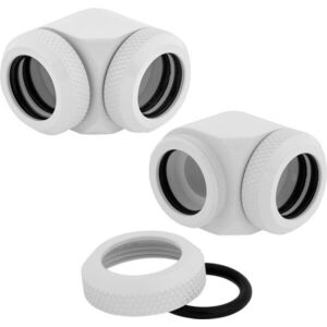 Corsair Hydro X Series XF Hardline 90° 14mm OD Fitting Twin Pack White kép