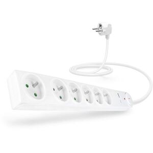 CONNECT IT túlfeszültségvédős elosztó, 6 aljzat, 1, 5 m, fehér kép