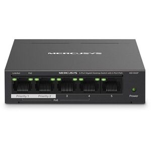 Mercusys MS105GP, 5-Port Gigabit switch, 4-Port PoE+ kép