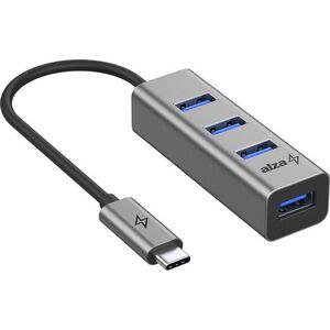 AlzaPower Metal USB Hub USB-C (M) to 4× USB-A 3.0 (F), asztroszürke kép