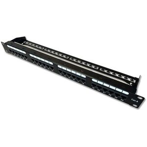 Datacom Patch Panel 19" UTP 24 port CAT6 DUAL 1U BK (4×6p) VL kép