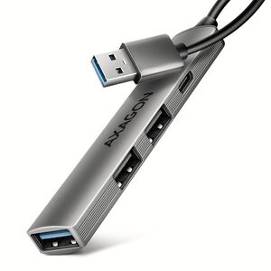 AXAGON HUE-STA 4x USB ALU STRIP Hub, 1x USB-A 5Gbps, 2x USB-A & 1x USB-C 480Mbps, USB-A cable 12cm kép