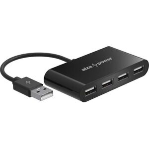AlzaPower USB Hub USB-A (M) to 4× USB-A 2.0 (F), fekete kép