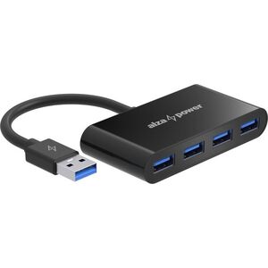 AlzaPower USB Hub USB-A (M) to 4× USB-A 3.0 (F), fekete kép