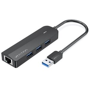 Vention 3-Port USB 3.0 Hub with Gigabit Ethernet Adapter, 0.15M - fekete kép