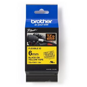 Brother TZe-FX611, fekete nyomat, sárga alap, 6 mm kép
