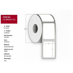 Capture címkék 57, 2 x 31, 8 mm, tekercsátmérő 25, 4 mm, Direct Thermal, High Performance Coated, bevonattal kép