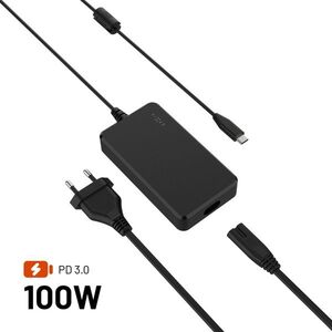 FIXED GaN töltőadapter laptopokhoz USB-C PD 3.0 100W fekete kép