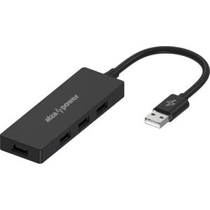 AlzaPower FlatCore USB-A (M) to 4× USB-A 2.0 (F) - fekete kép