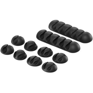 AlzaPower Cable Clips Mix, 10 db, fekete kép