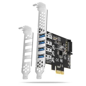 AXAGON PCEU-43RS, 4x USB 3.2 Gen 1 Port, 5 Gbps, PCIe Card, DUAL Power, SP & LP kép