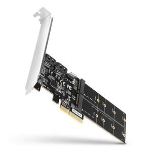 AXAGON PCES-SA4M2, 2x internal SATA 6G port + 2x SATA M.2 slot, PCIe controller kép