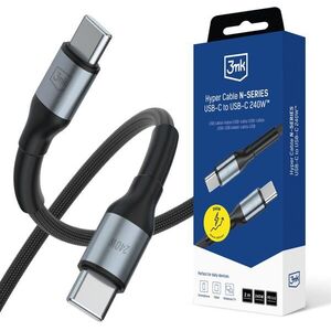 3mk Hyper Cable N-SERIES USB-C to USB-C, Power Delivery, QC 3.0, 240W, 2m, fekete kép