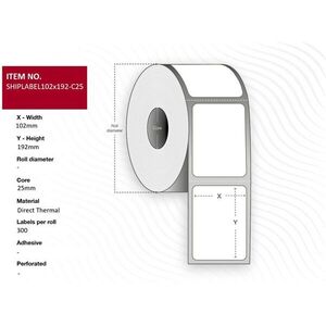 Capture előkészítő címkék 102 x 192 mm, tekercsátmérő 25 mm, Direct Thermal, perforált, 300 darab kép