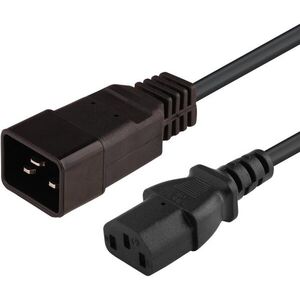 PremiumCord hálózati összekötő kábel 230V 10A 1m, IEC 320 C13 - IEC 320 C20 csatlakozókkal kép