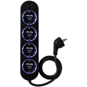 Shelly Powerstrip 4, 4 konnektor, teljesítményméréssel, WiFi, fekete kép
