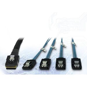 Inter-Tech (SFF-8087) Mini-SAS to 4x SATA, cross-over, 1 m kép