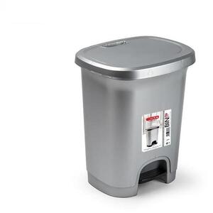 Plastic Forte Color szeméttároló, ezüst, betét nélkül pedállal, 8 l kép