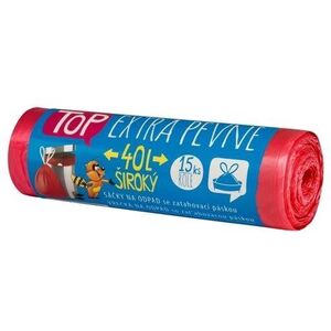 VIPOR HDPE TOP húzózsinórral 40 l, piros, 15 db kép