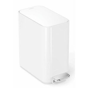 Simplehuman Keskeny pedálos szemetes, 5 l, fehér acél kép