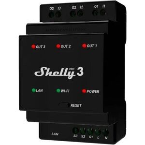 Shelly Pro 3, kapcsolómodul DIN-sínre, 3×16 A, WiFi, LAN kép