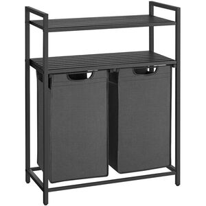 Vasagle ruháskosár 2 × 46 l indusztriális szürke fém, 73 × 33 × 92 cm kép