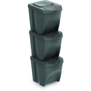 Prosperplast szelektív hulladékgyűjtő szemetes 3 x 25l PH Szürke kép