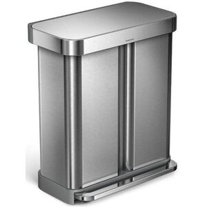 Simplehuman pedálos két tartályos szelektív szemétkuka, 58 l, rozsdamentes acél, szürke kép