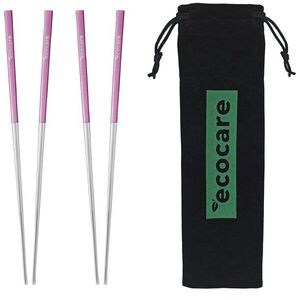 ECOCARE Fém evőpálcikák csomagolásban, Silver-Pink, 4 db kép