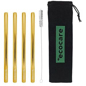 ECOCARE Fém szívószál Maxi 12 mm Gold 4 db-os készlet kép