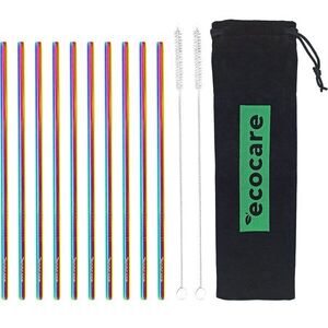 ECOCARE Fém szívószál készlet Rainbow 10 db kép