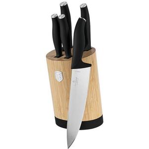 BerlingerHaus Matte Black Collection BAMBOO Késkészlet kerek tartóval, 6 db kép