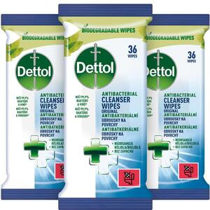 DETTOL Antibakteriális felülettisztító törlőkendő, 3× 36 db kép