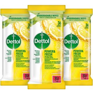 DETTOL Antibakteriális felülettisztító törlőkendő Citrom, 3× 36 db kép