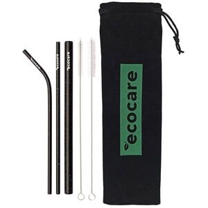 ECOCARE Környezetbarát fém szívószál készlet fekete mintával 3 db kép