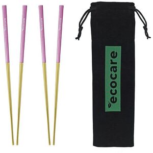ECOCARE Fém sushi pálcika tokkal, Gold-Pink, 4 db kép