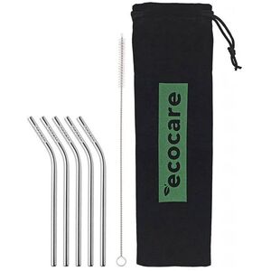 ECOCARE Fém szívószálak, hajlított, rövid ezüst 5 darab kép