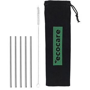 Ecocare Környezetbarát fém szívószál, ezüst, 16×0, 6 cm, 5 db kép