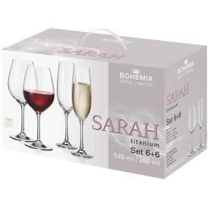 Bohemia Royal Crystal SARAH Boros- és pezsgőspohár készlet, 12 db kép