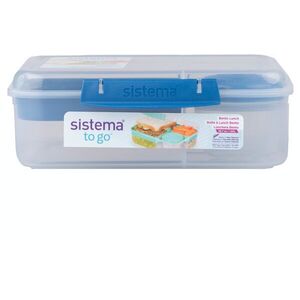 Sistema To Go Ételtároló doboz + joghurt tartó, 1, 65 l, 3 rekeszes, kék kép