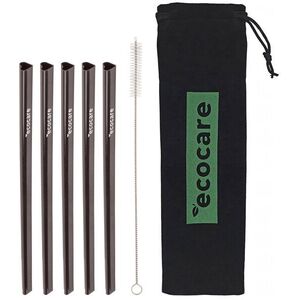 ECOCARE fém szívószálak, fekete 5 darab kép