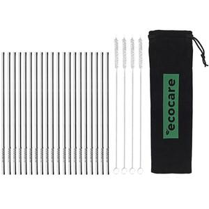 Ecocare Környezetbarát fém szívószál, ezüst, 21, 5×0, 6 cm, 20 db kép
