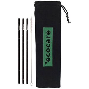 ECOCARE Környezetbarát fém szívószál fekete mintával 3 db kép