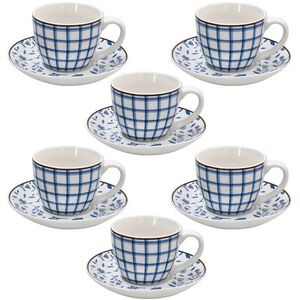 Tognana Sada 6 ks kávových šálků a podšálků COTTAGE modro-bílé 80 ml kép